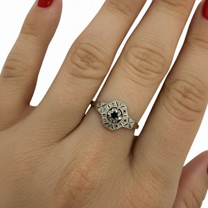 Bague fantaisie en Or Blanc et topaze 18K - T53 - 2.00Grs
