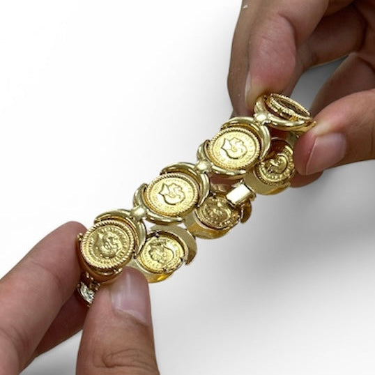 Bracelet médaillon vintage en or jaune