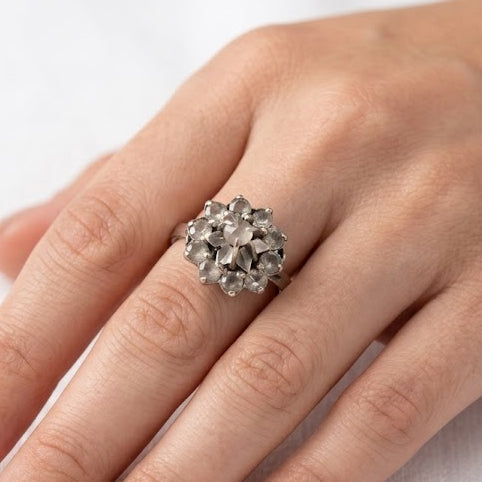 Bague en Or Blanc Tête d'Aigle avec Oxyde de Zirconium 18K