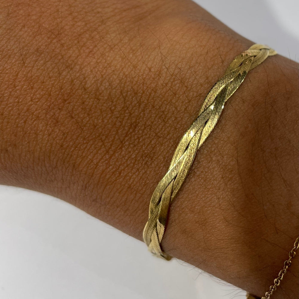 Bracelet Maillon Tressé en Or Jaune 18K 2.56 Grs