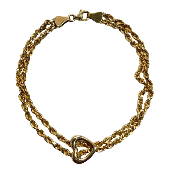 Bracelet Gourmette en Or Jaune avec Maille Corde Torsadé 18K