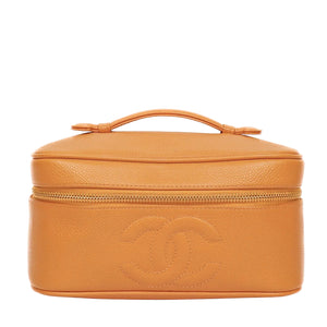 Sac Vanity vintage Chanel en cuir caviar orange