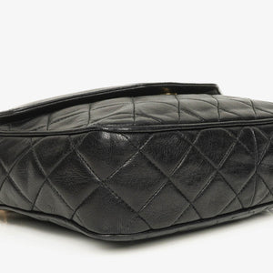 Sac à bandoulière Camera Chanel en cuir lisse noir