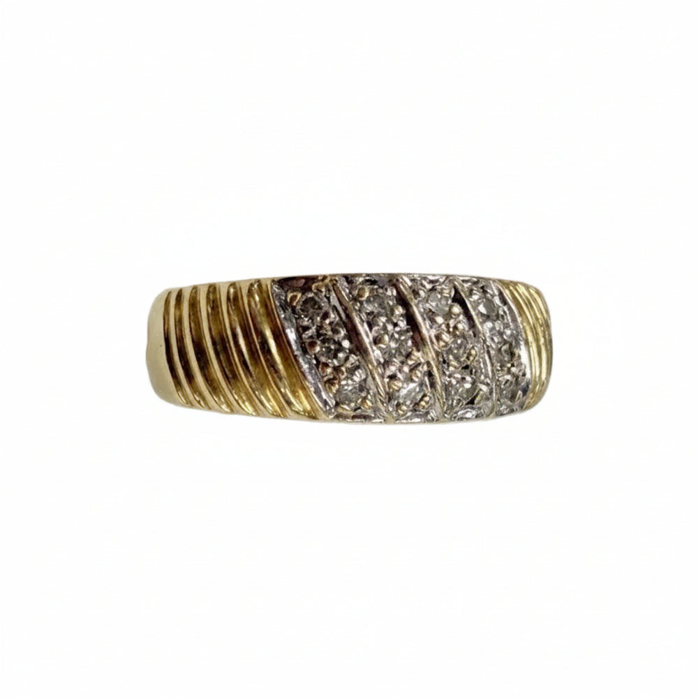 Bague empierrée en Or Jaune & Blanc 18k - Taille 52