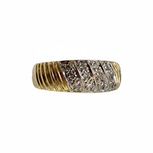 Bague empierrée en Or Jaune & Blanc 18k