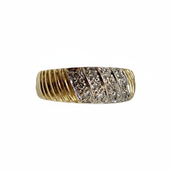 Bague empierrée en Or Jaune & Blanc 18k