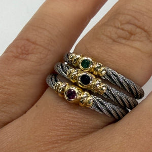 Jolie Bague 3 Anneaux en Or Jaune 18k