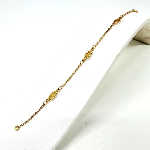 Bracelet maille filigrane en or jaune 18K