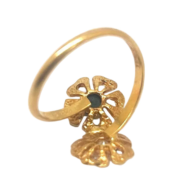 Bague Toi&Moi avec fleurs en Or Jaune 18K - T52 - 3.37Grs