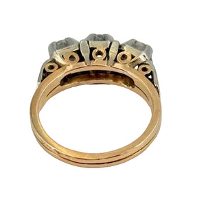 Bague Ancienne en Or Jaune et Or Gris 18k avec Diamants - T53 - 5.65gr