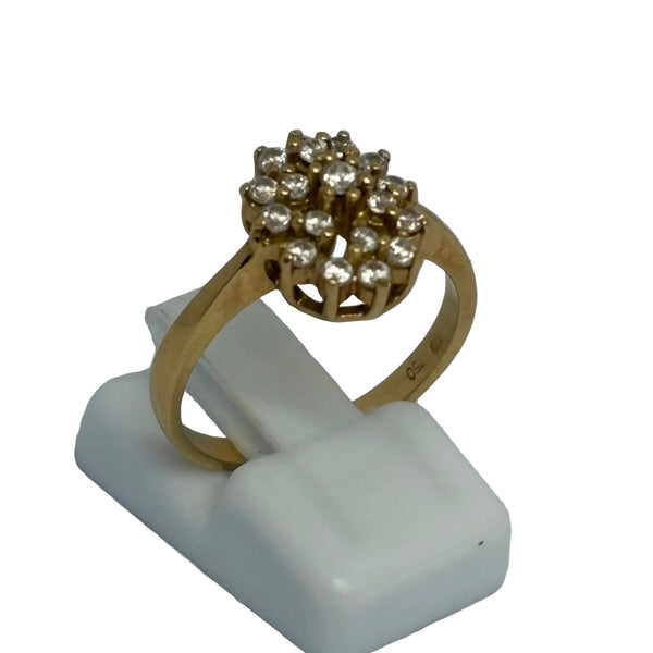 Superbe Bague Marguerite en Or Jaune 18K - Taille 54 - 3.95G