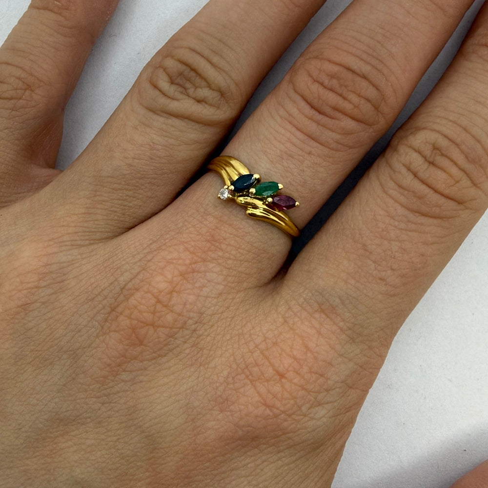 Bague en Or Jaune avec Pierres Précieuses 18k