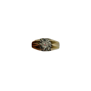 Solitaire en Or Jaune et Blanc 18K Taille-55