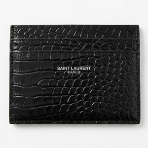 Porte Cartes Saint Laurent - Texture Effet Croco Noir