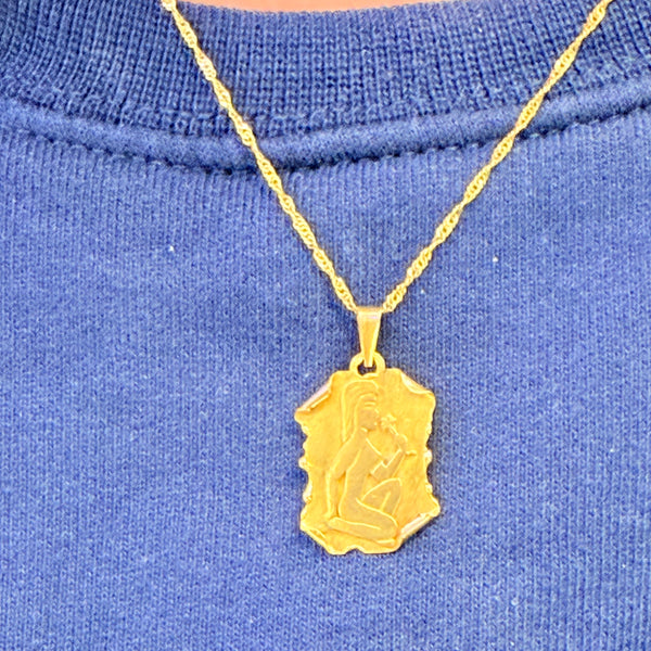 Pendentif Médaillon Or Jaune 18k Femme Fleur