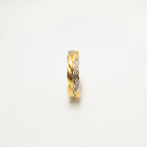 Bagues demi tour en or jaune et blanc 18 K - Taille 54 - 2.25 G