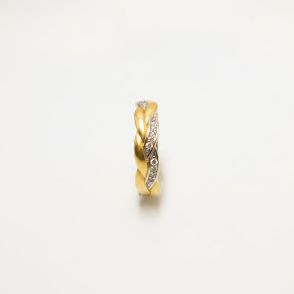 Bagues demi tour en or jaune et blanc 18 K - Taille 54 - 2.25 G