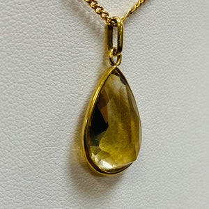 Pendentif Goutte Citrine Or 18K sans Poinçon