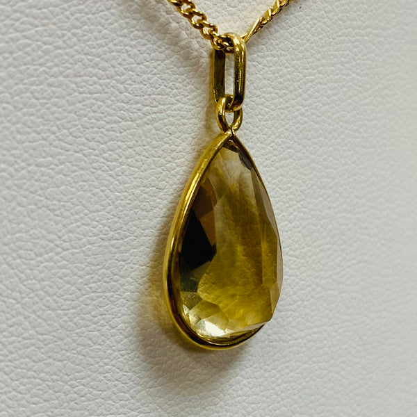 Pendentif Goutte Citrine Or 18K sans Poinçon