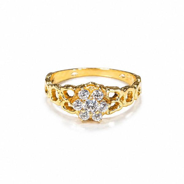 Solitaire en Or Jaune 18K - 3.40 G - T 58 avec Oxyde de zirconium