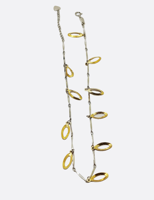 Chaine de cheville en or jaune et or blanc - 3.19 Grs