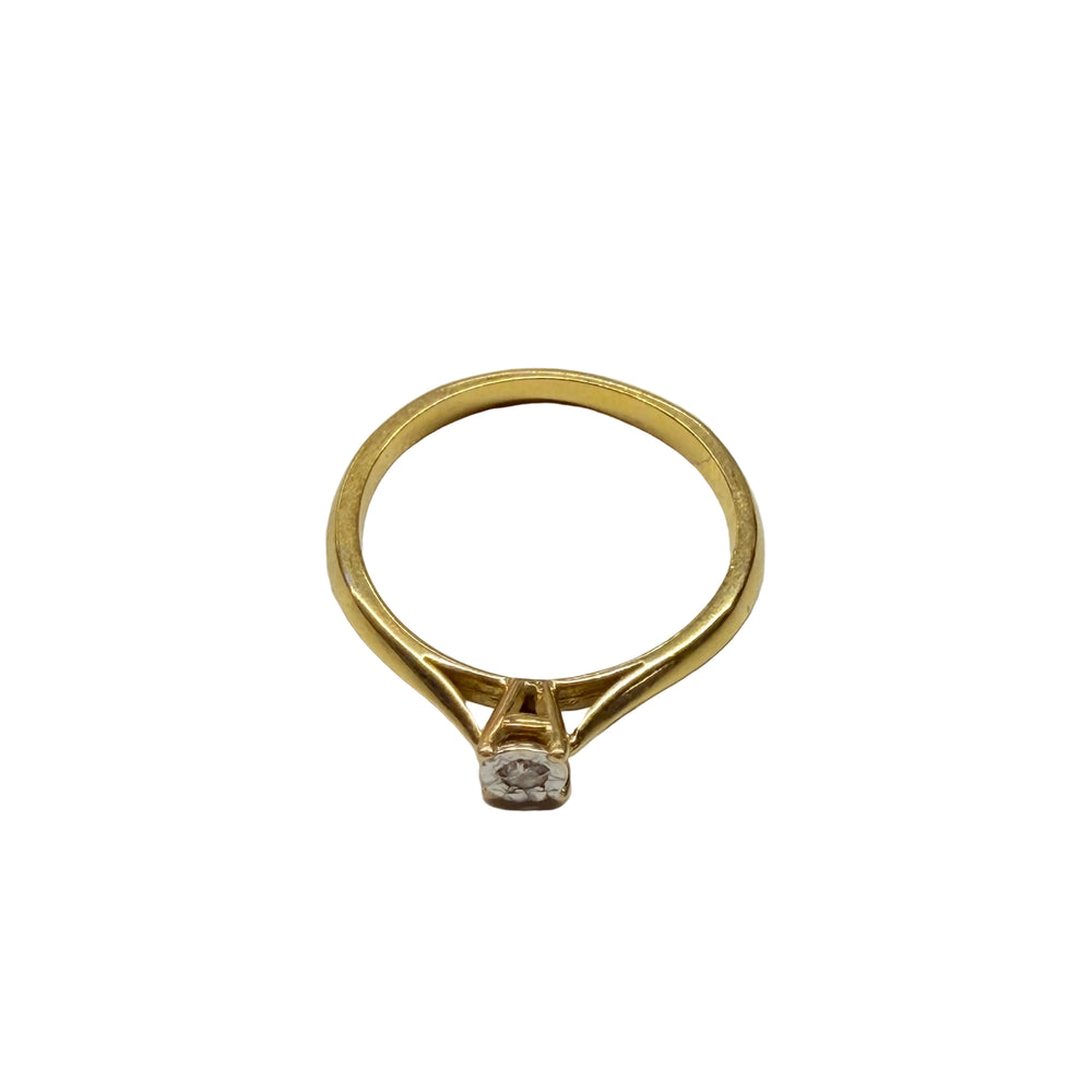 Solitaire Diamant Or Jaune et blanc 18k Taille 56
