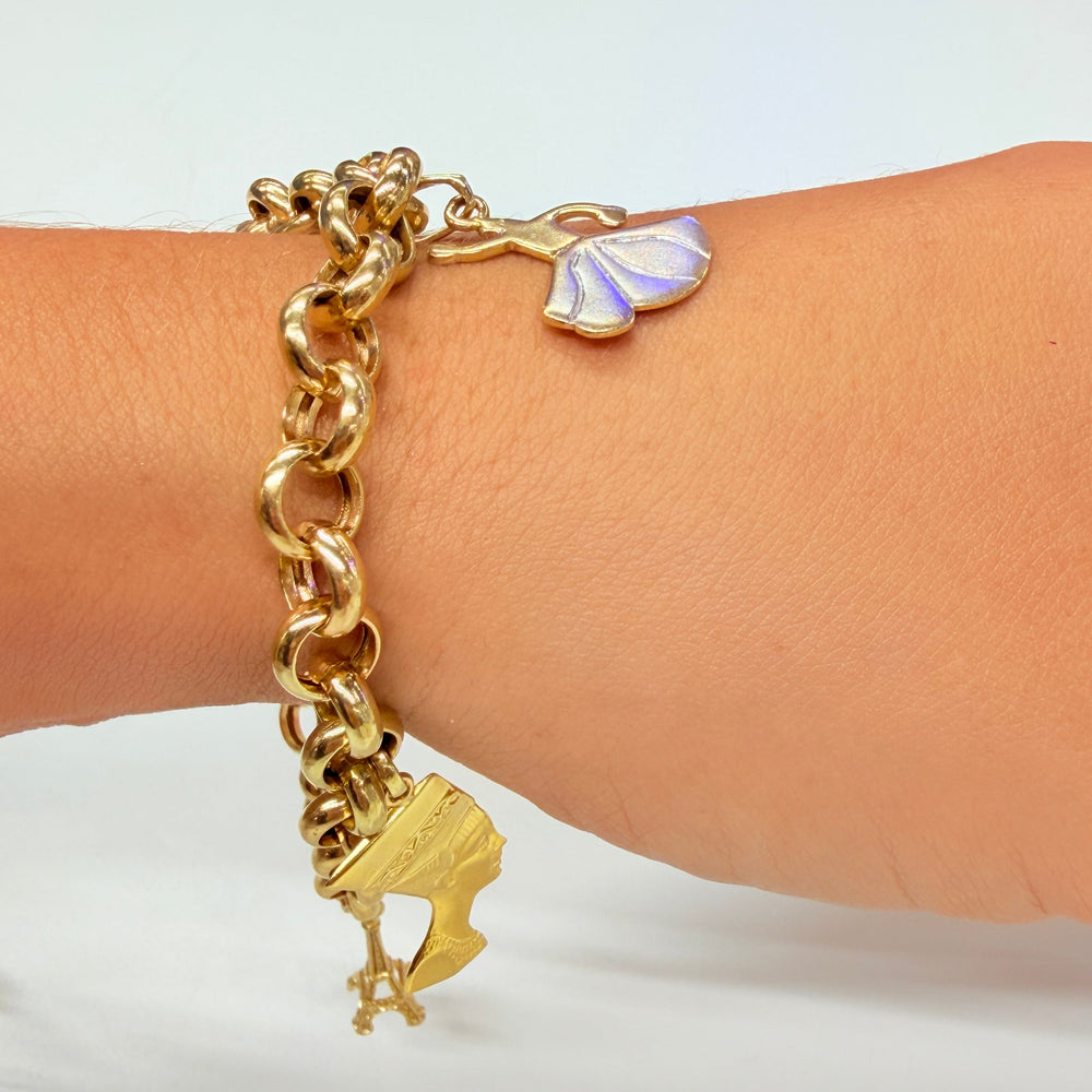Bracelet Maillon avec Maille Jaseron en Or Jaune & Or Blanc 18k