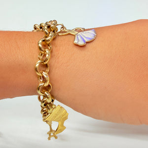 Bracelet Maillon avec Maille Jaseron en Or Jaune & Or Blanc 18k
