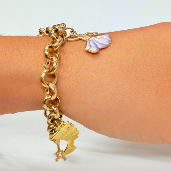 Bracelet Maillon avec Maille Jaseron en Or Jaune & Or Blanc 18k