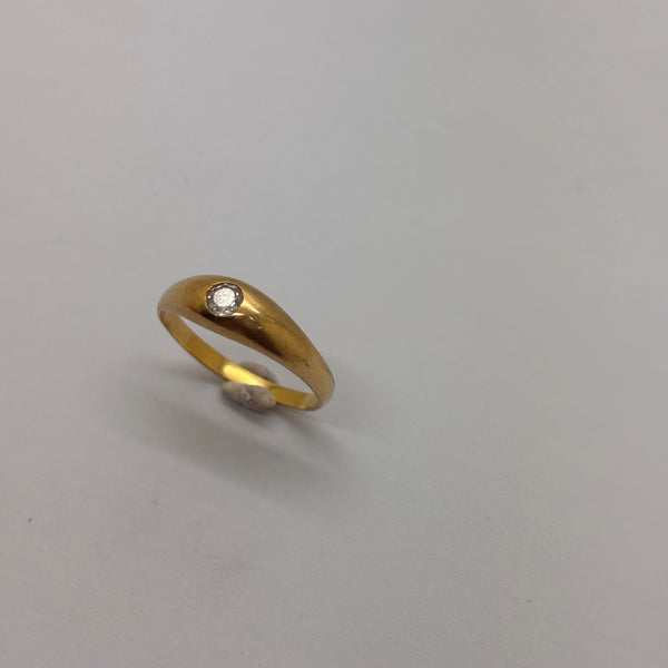 Bague en or jaune 18 carats avec zirconium - taille 50