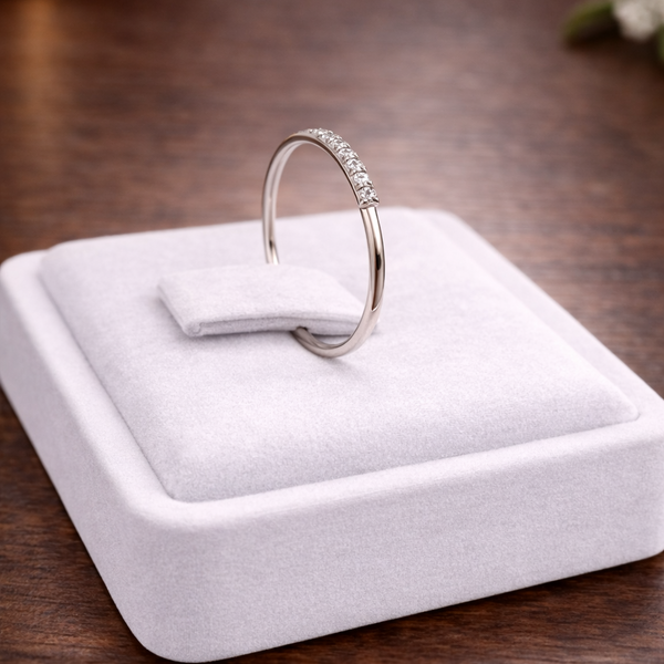 Bague en Or gris 18K demi-tour - 0.73G - Taille 53