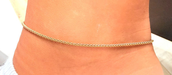 Bracelet chaîne de cheville en Or jaune 18K - 2.51g