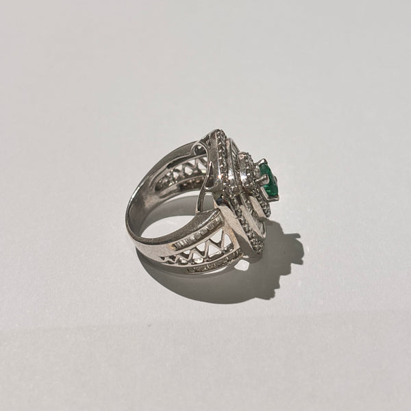 Bague en or 18K avec diamants et zirconium - T 51