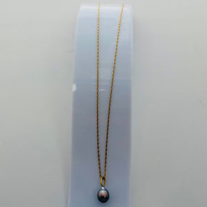 Collier Princesse en Or Jaune 18 carats avec Perle Tahiti - 3.68 Grs