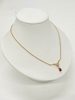 Collier Princesse Or Jaune Diamants et Rubis 18k
