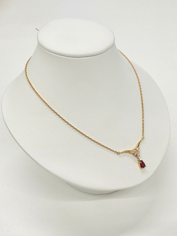 Collier Princesse Or Jaune Diamants et Rubis 18k