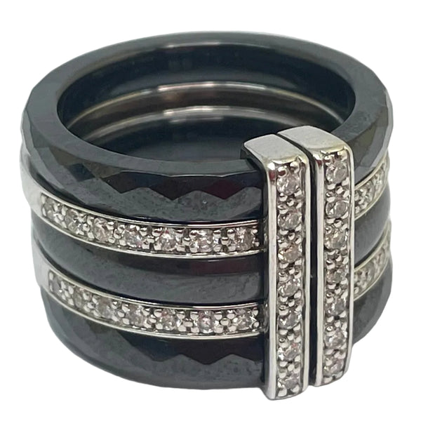 Jonc bague en Or Blanc Diamants Guy Laroche 18K - 14 Grs - T51