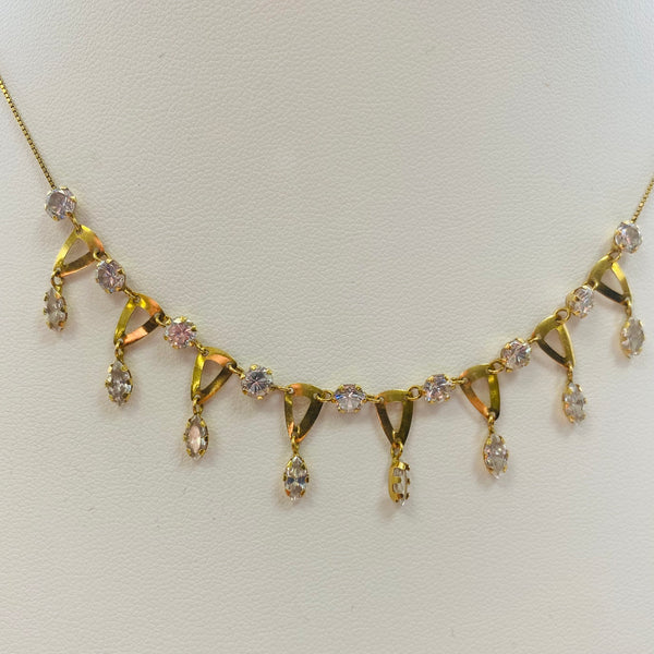 Collier Princesse en Or Jaune avec Zirconiums - 5 Grs
