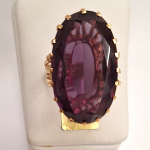 Bague en Or Jaune 14K avec Améthyste Naturelle