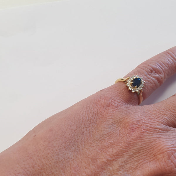 Bague marguerite en or jaune 18 K avec Oxyde de zirconium - T 51