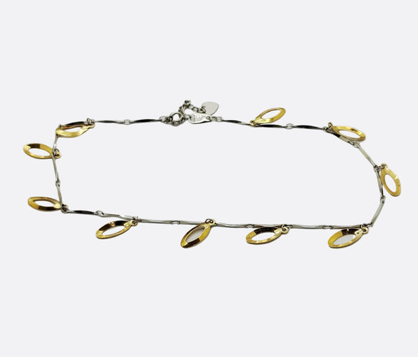 Chaine de cheville en or jaune et or blanc - 3.19 Grs