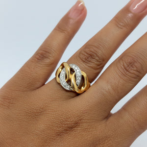 Bague Tank en Or Jaune 18k avec 14 Diamants - 7.13gr - T54
