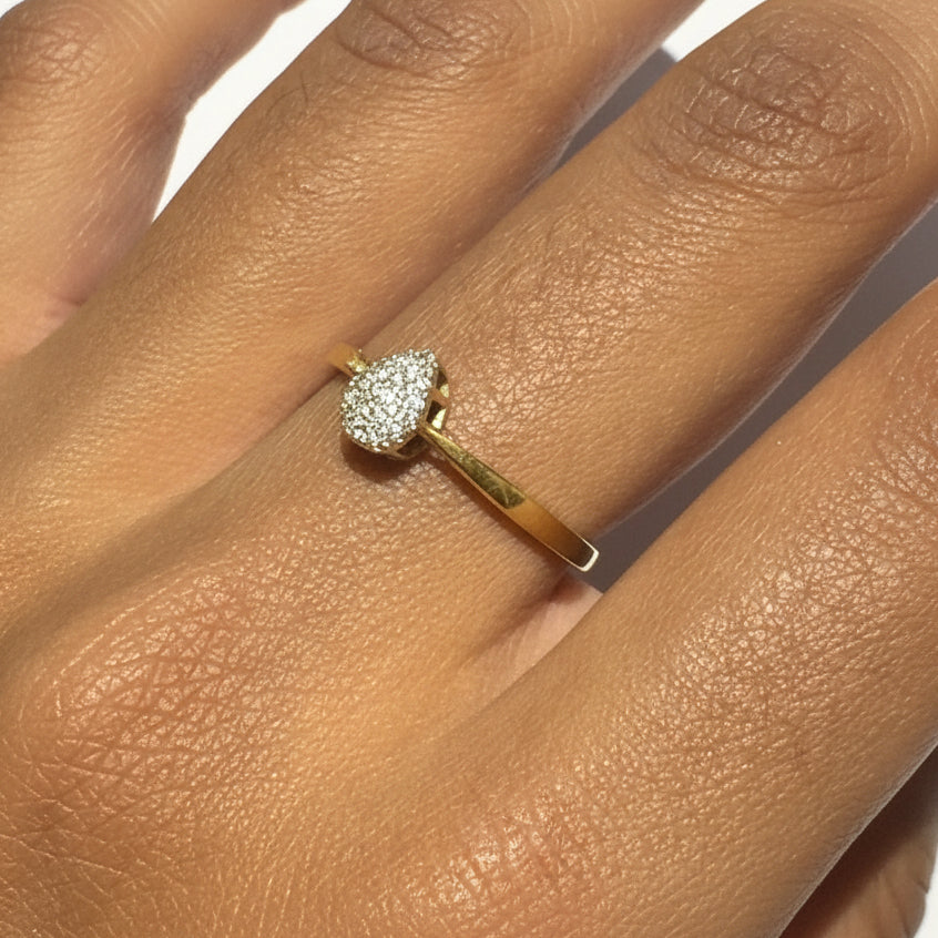 Bague Solitaire en Or Jaune 18k avec 17 diamants - T54