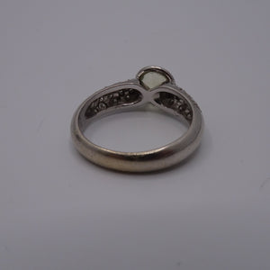 Bague Or Gris avec Citrine et Diamants 18K - Taille 56