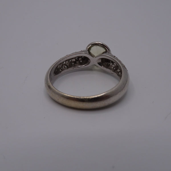 Bague Or Gris avec Citrine et Diamants 18K - Taille 56