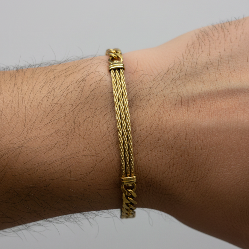 Bracelet Gourmette en Or Jaune 18K