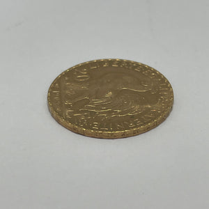 20 Francs en or jaune 22 carats  Poids-6.45