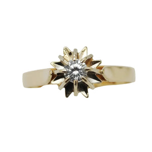 Solitaire en Or Jaune 18K avec Oxyde