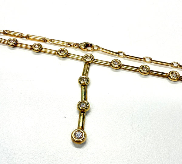 Collier Rivière Diamants Or Jaune 18K 10.86 Grs