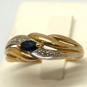 Bague Saphir Diamantée Or Jaune/Blanc 18K